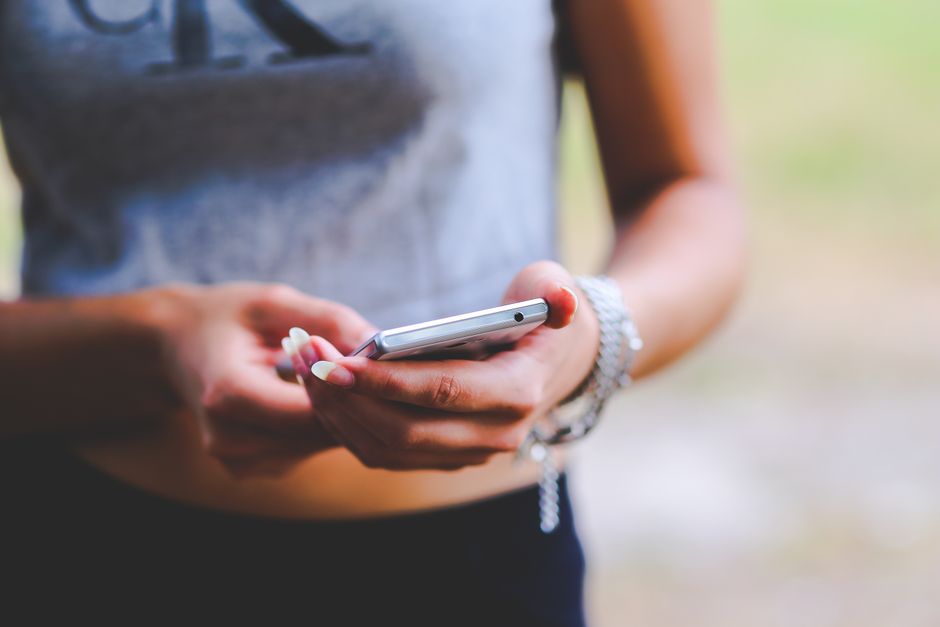 Typing a message on a smartphone